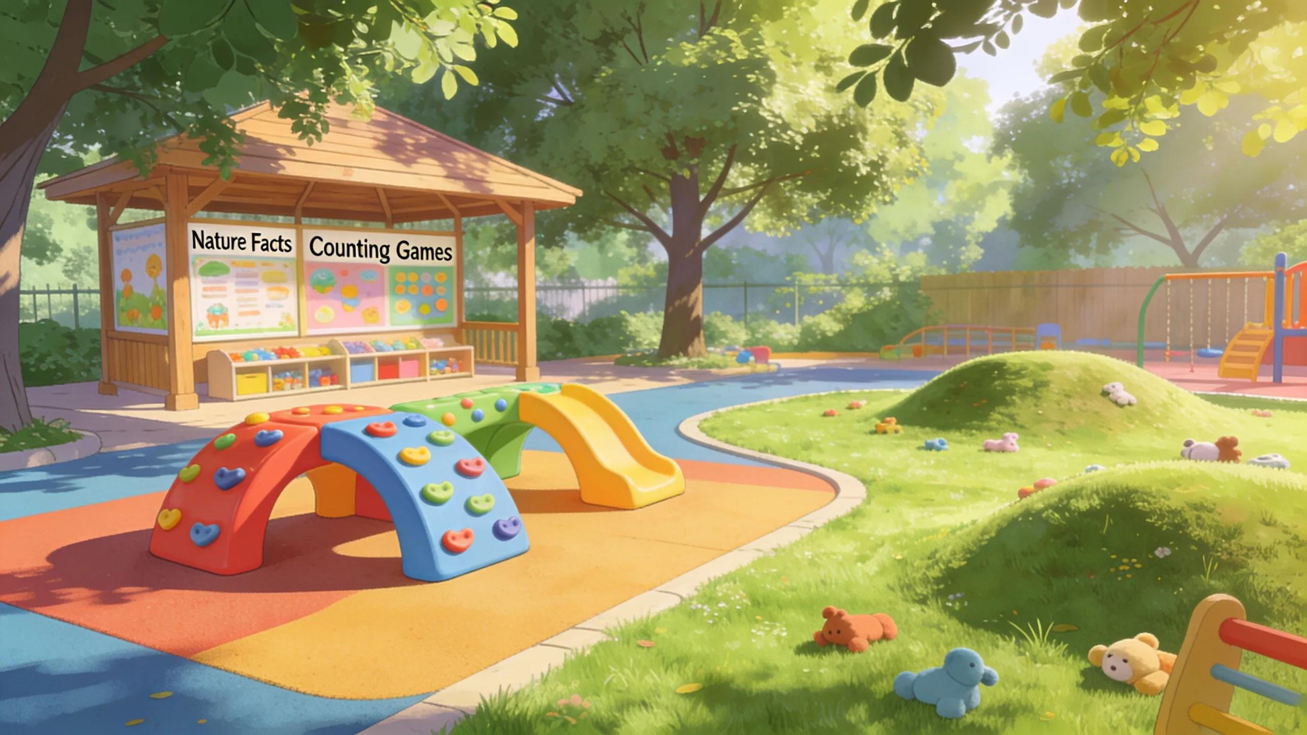 Well-equipped outdoor play area for preschoolers encouraging active play and learning