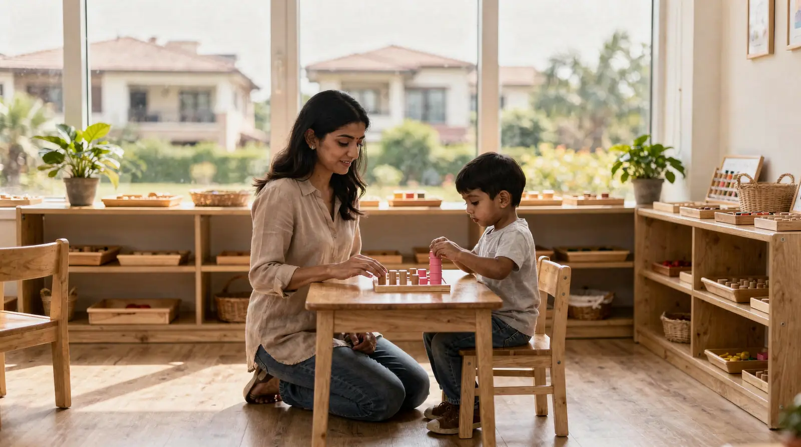 An authentic Montessori preschool in DLF Phase 4 provides a prepared space where children choose