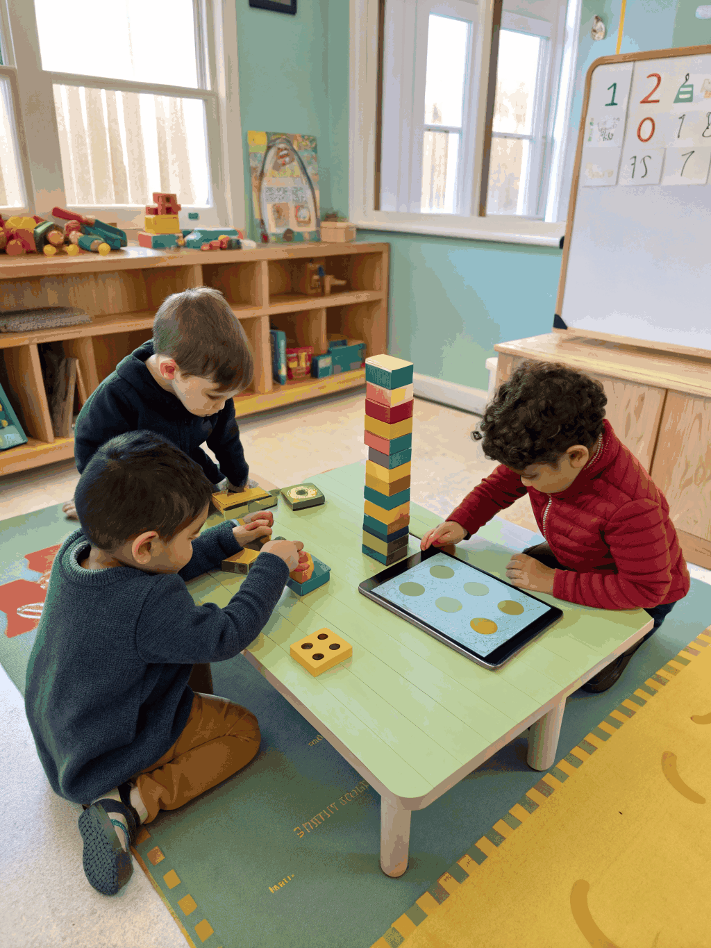 Toddlers deeply focused on individual sensorial and practical-life apparatus during work cycles